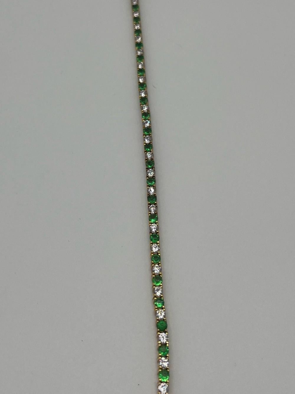 NLH Nat Landau Hyman 925 Sterling Green Gemstone diamond Tennis Bracelet 7 inch